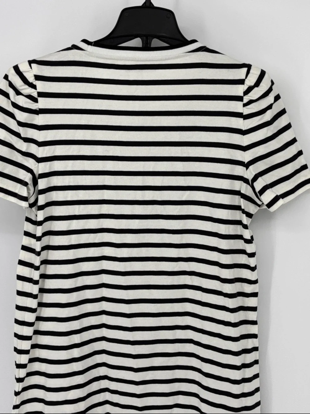 kate spade Black cream Striped puff sleeve cotton pull on dress size Large NWT